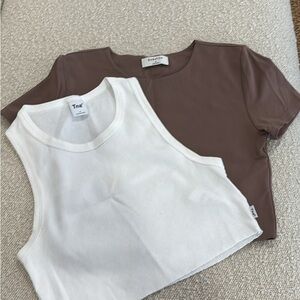 SOLD 2 nwot Aritzia babaton contour crop tee white tna crop tank medium small